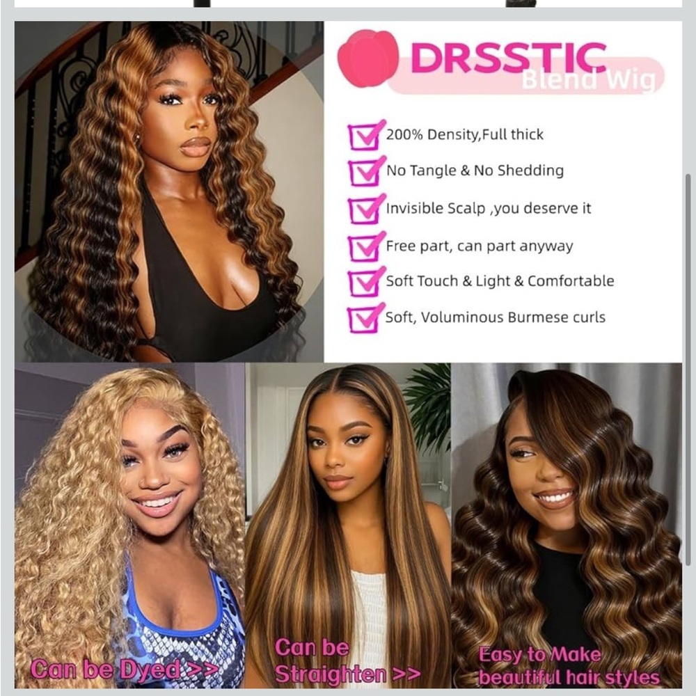 Deep Wave Bohemian Lace Front Wig – 28 Inch - Picture 5 of 6